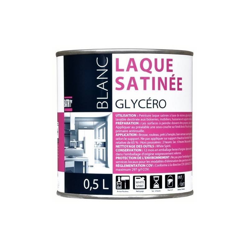 LAQUE GLYCERO SATIN 0,5 L BLANC BATIR 1ER NOUVEAU