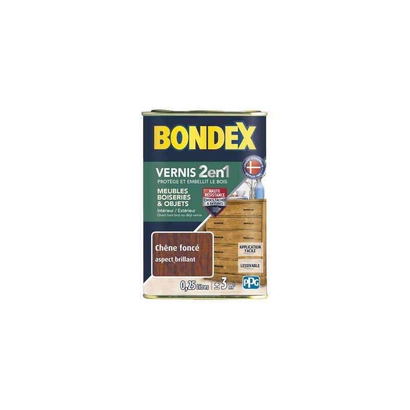 BONDEX VERNIS BRILL CHENE FONCE 0,25 L GSA