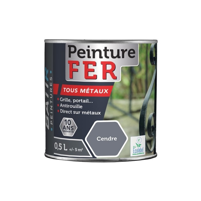 PEINTURE FER BRILLANTE 0,5 L CENDRE AQUAREL