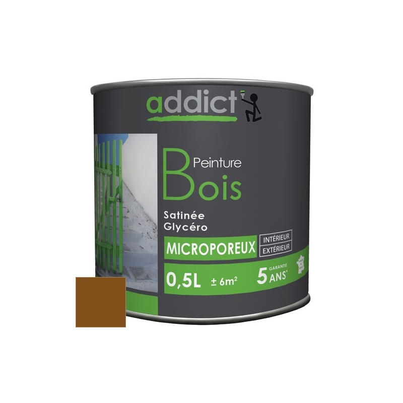 PEINTURE BOIS SATINEE 0,5 L BRUN ADDICT