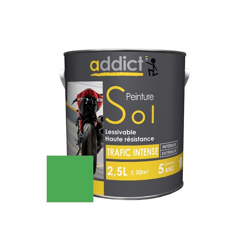 PEINTURE SOL SATINEE 2,5 L VERT GAZON ADDICT