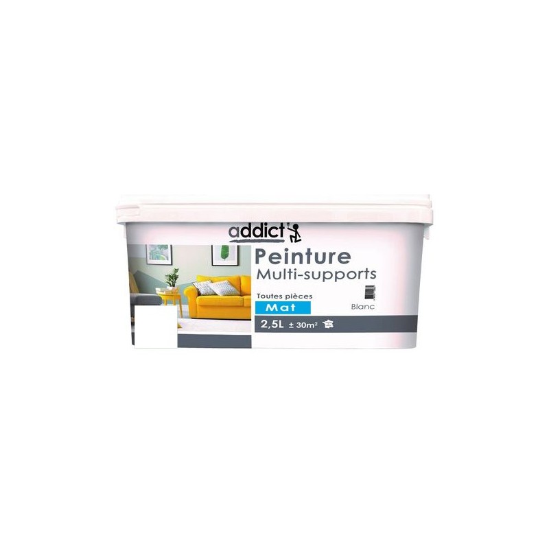 PEINTURE ACRYL MULTI-SUPPORTS MAT 2,5 L BLANC NOUVEAU