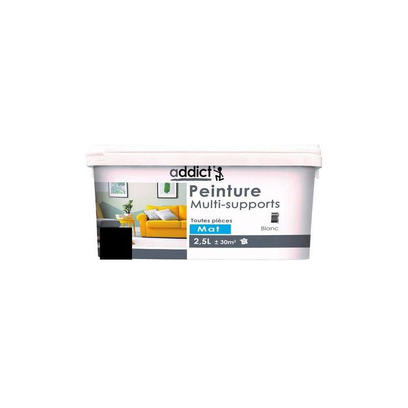 PEINTURE ACRYL MULTI-SUPPORTS MAT 2,5 L NOIR NOUVEAU