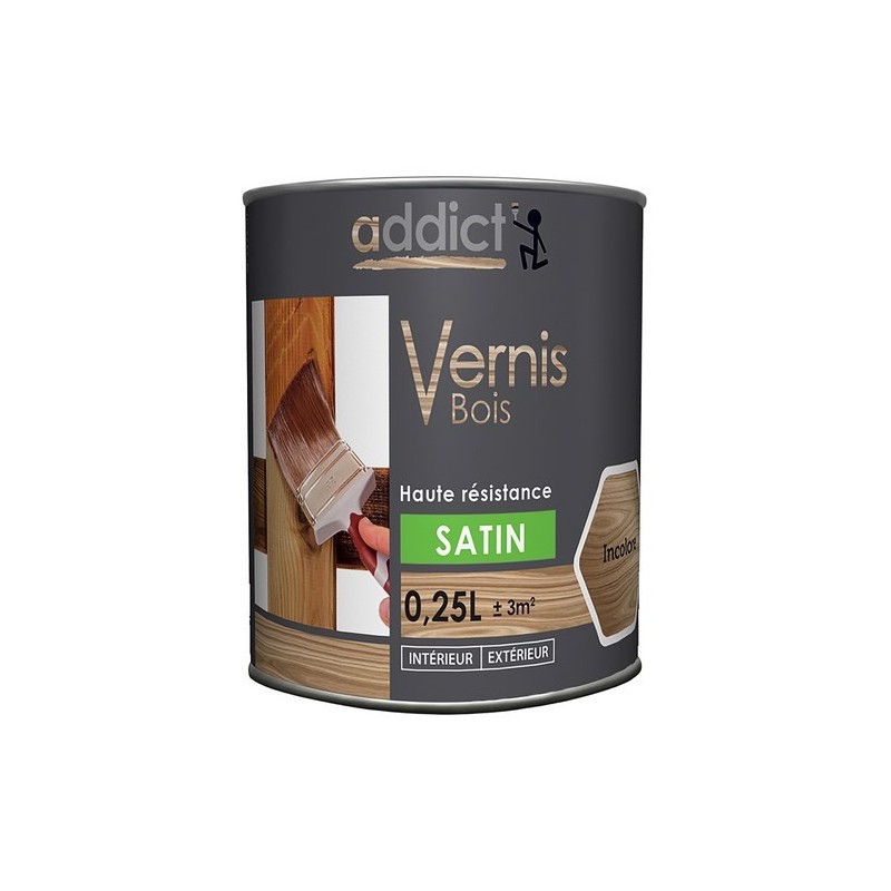 VERNIS BOIS SATINE INCOLORE 250 ML ADDICT