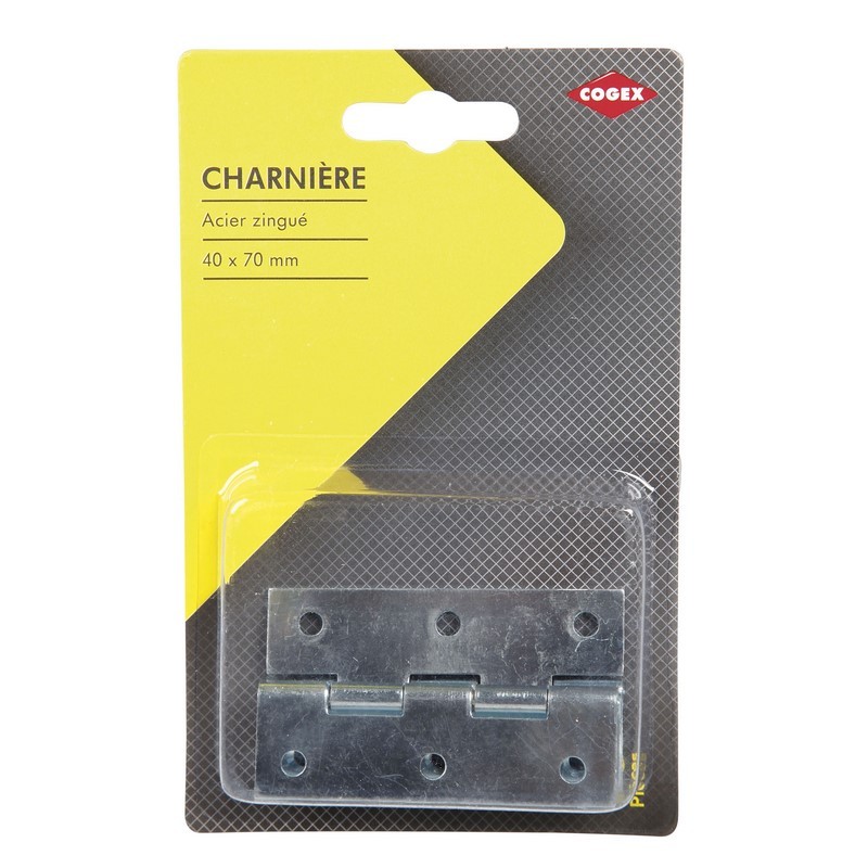 CHARNIERE ACIER ZINGUE 40X70MM  2PCS