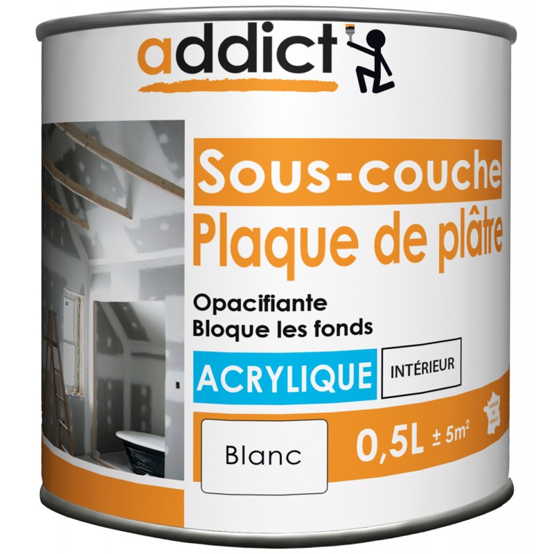 SOUS-COUCHE PLAQUE DE PLÂTRE - ACRYLIQUE - INTERIEUR - BLANC - 0.5L - ADDICT