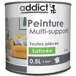 PEINTURE MULTI-SUPPORTS - SATINEE - BLANC - 0.5 L  - ADDICT