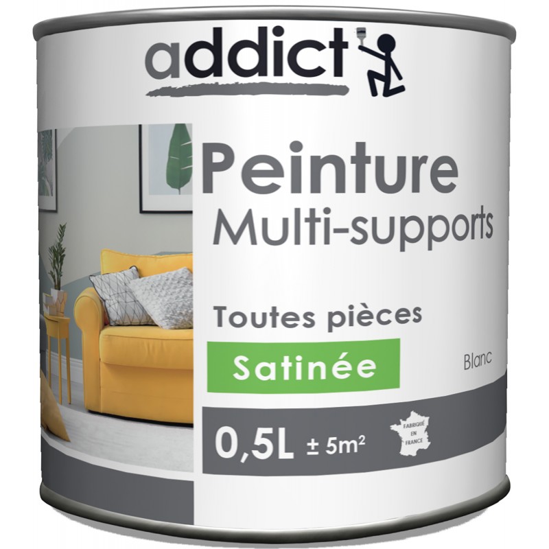 PEINTURE MULTI-SUPPORTS - SATINEE - BLANC - 0.5 L  - ADDICT