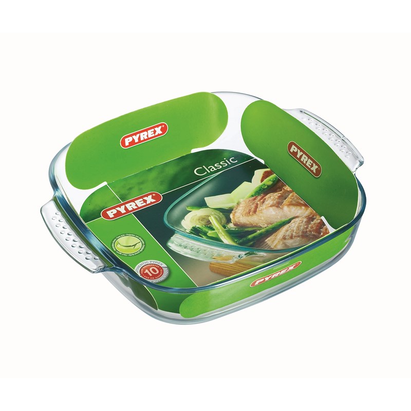 PLAT CARRE 29X23X7 CM A POIGNEES  PYREX