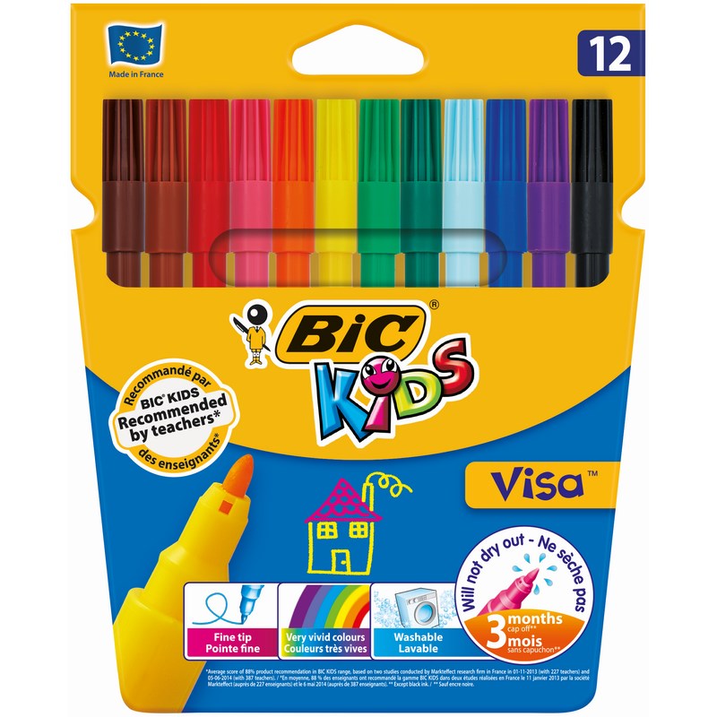 FEUTRE VISA 2MM POCHETTE DE 12      BIC