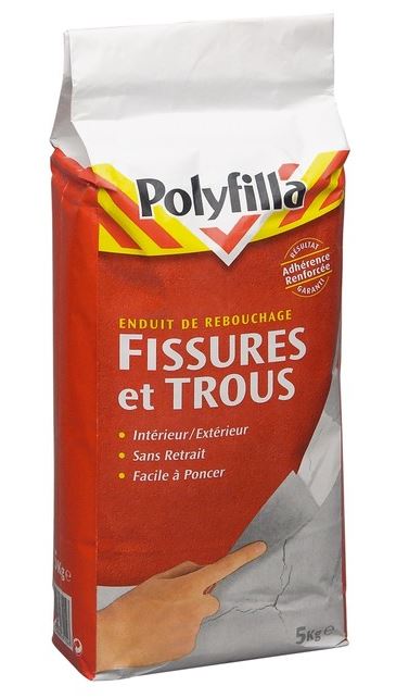 ENDUIT REBOUCHAGE FISSURES ET TROUS POUDRE  5 K POLYFILLA