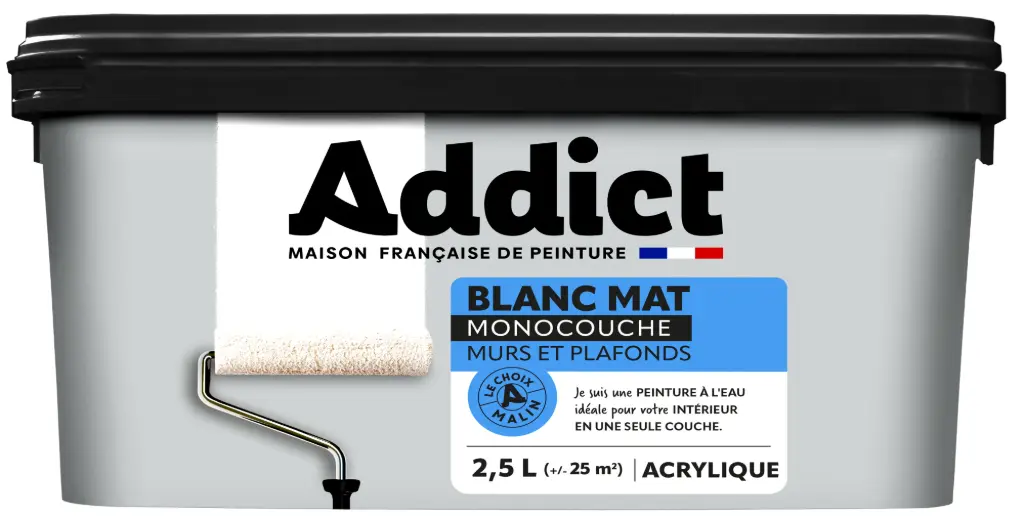 ACRYLIQUE MAT MONOCOUCHE 2,5 L BLANC ADDICT