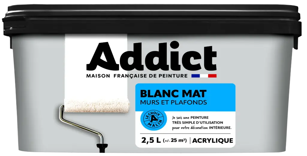 ACRYLIQUE MAT MURS ET PLAFONDS 2.5 L BLANC ADDICT