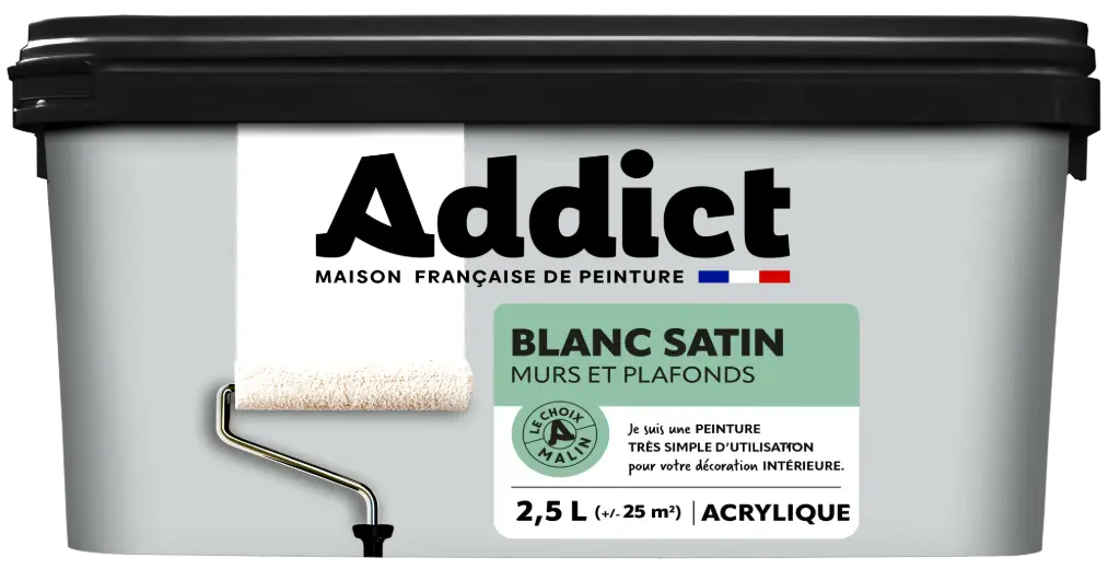 ACRYLIQUE SATIN MURS ET PLAFONDS 2.5 L BLANC ADDICT