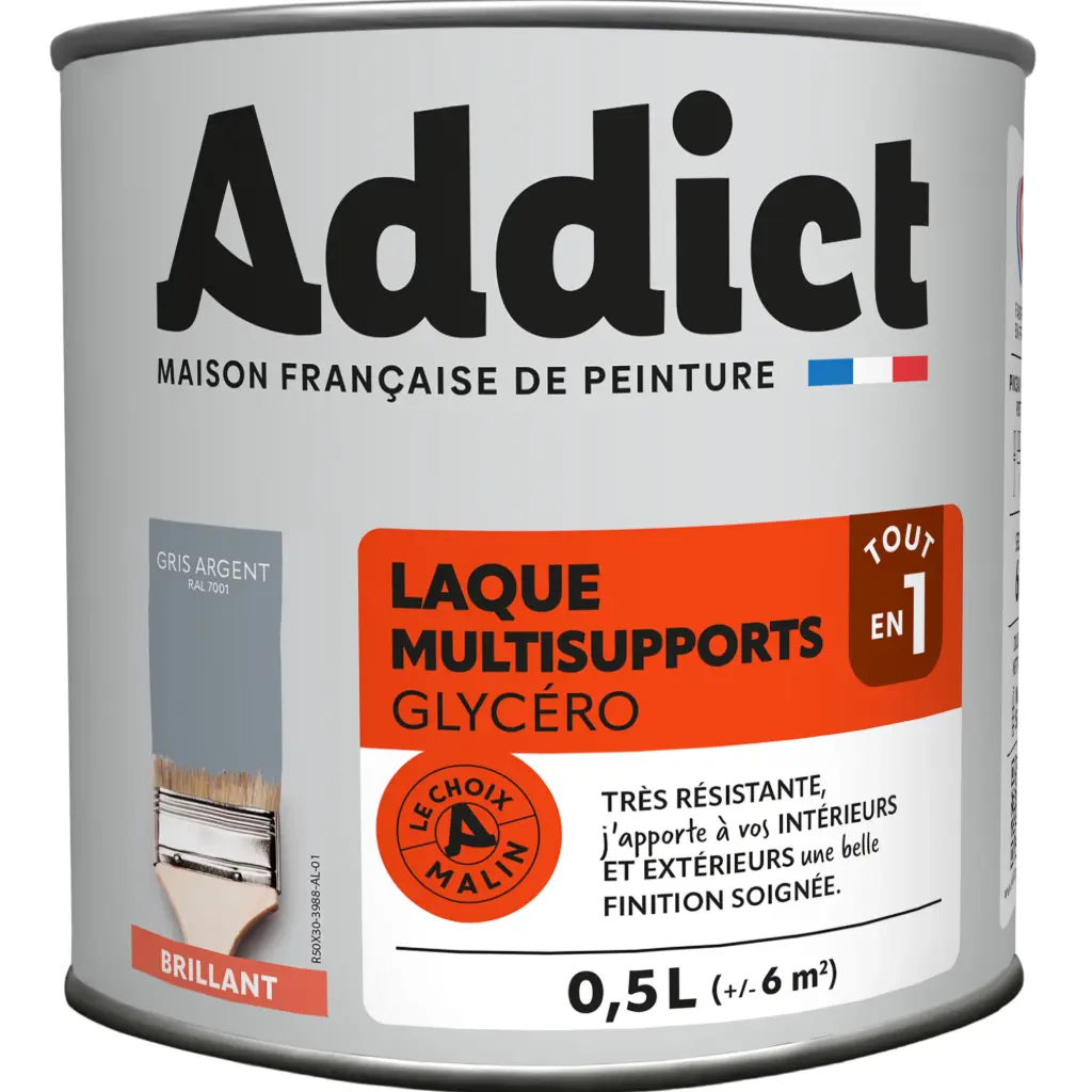LAQUE BRILLANTE 0,5 L GRIS ARGENT ADDICT