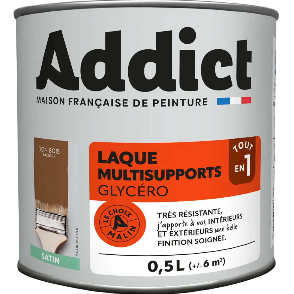 LAQUE SATINEE 0,5 L TON BOIS RAL 8003 ADDICT