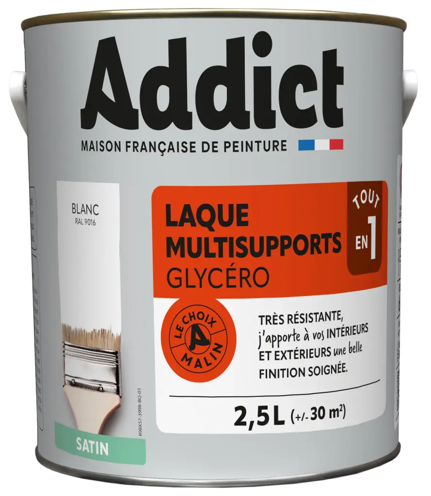 LAQUE SATINEE 2,5 L BLANC RAL 9016 ADDICT