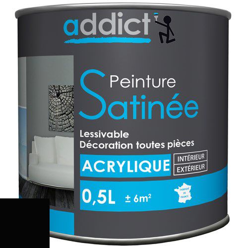 ACRYLIQUE SATINEE 0,5 L NOIR ADDICT
