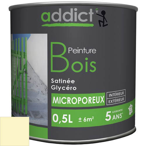 PEINTURE BOIS SATINEE 0,5 L BLANC CASSE ADDICT