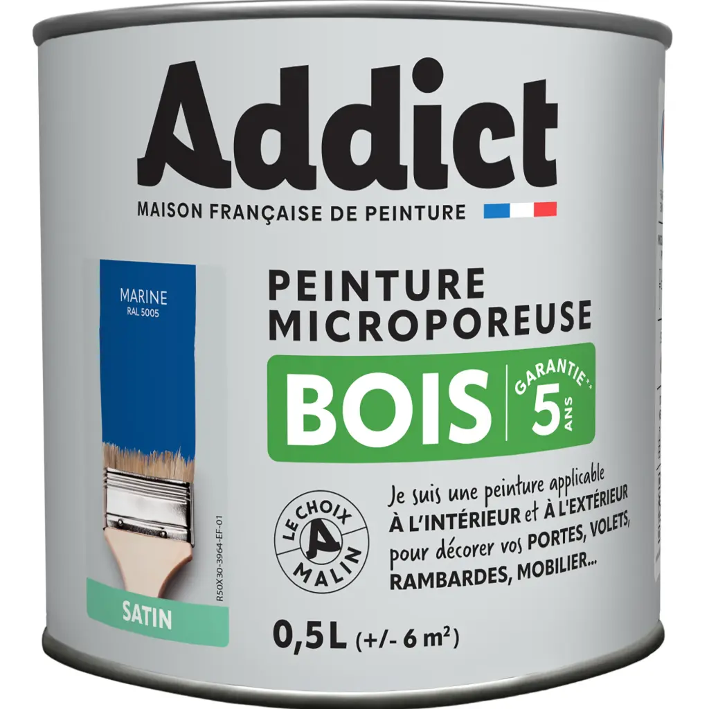 PEINTURE BOIS SATINEE 0,5 L MARINE ADDICT