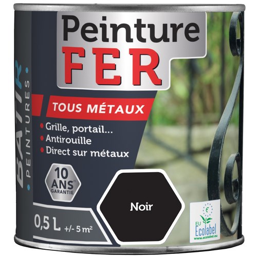 BATIR PEINTURE FER BRILLANTE 0,5 L NOIR