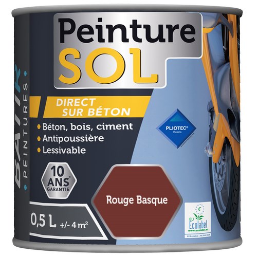 PEINTURE SOL SATINEE 0,5 L ROUGE TOMETTE BATIR