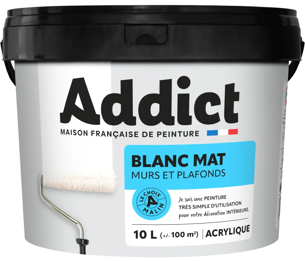 ACRYLIQUE MAT MURS ET PLAFONDS 10 L BLANC ADDICT