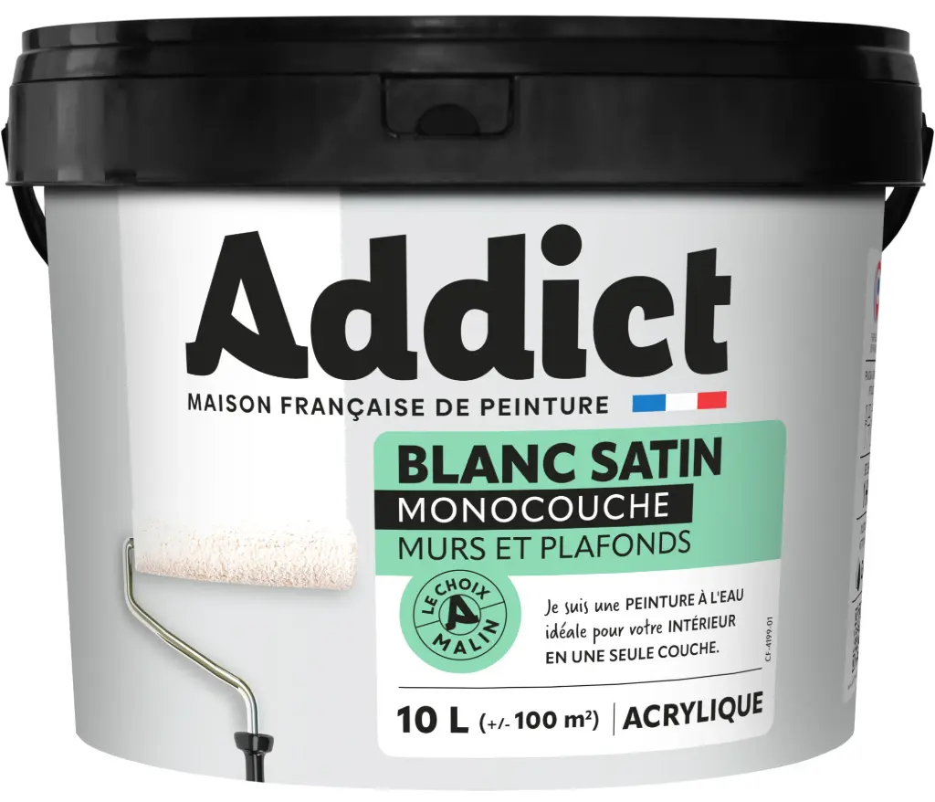 ACRYLIQUE SATIN MONOCOUCHE 10 L BLANC ADDICT