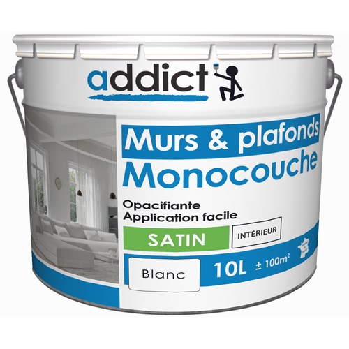 ACRYLIQUE SATIN MONOCOUCHE 10 L BLANC ADDICT