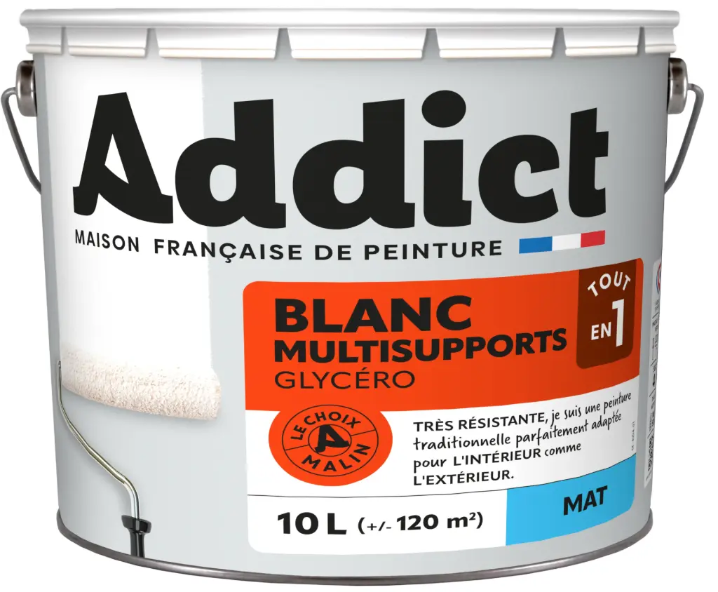 LAQUE MULTISUPPORT MAT 10 L BLANC ADDICT