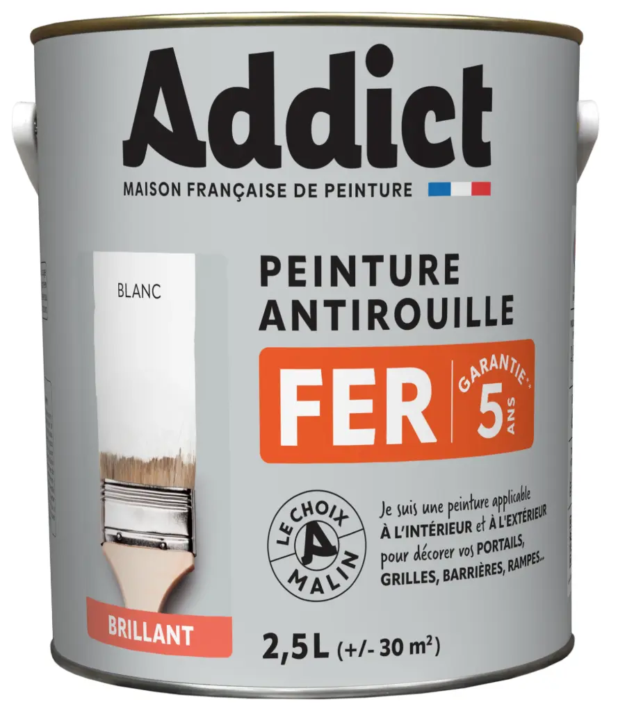 PEINTURE FER BRILLANTE 2,5 L BLANC ADDICT