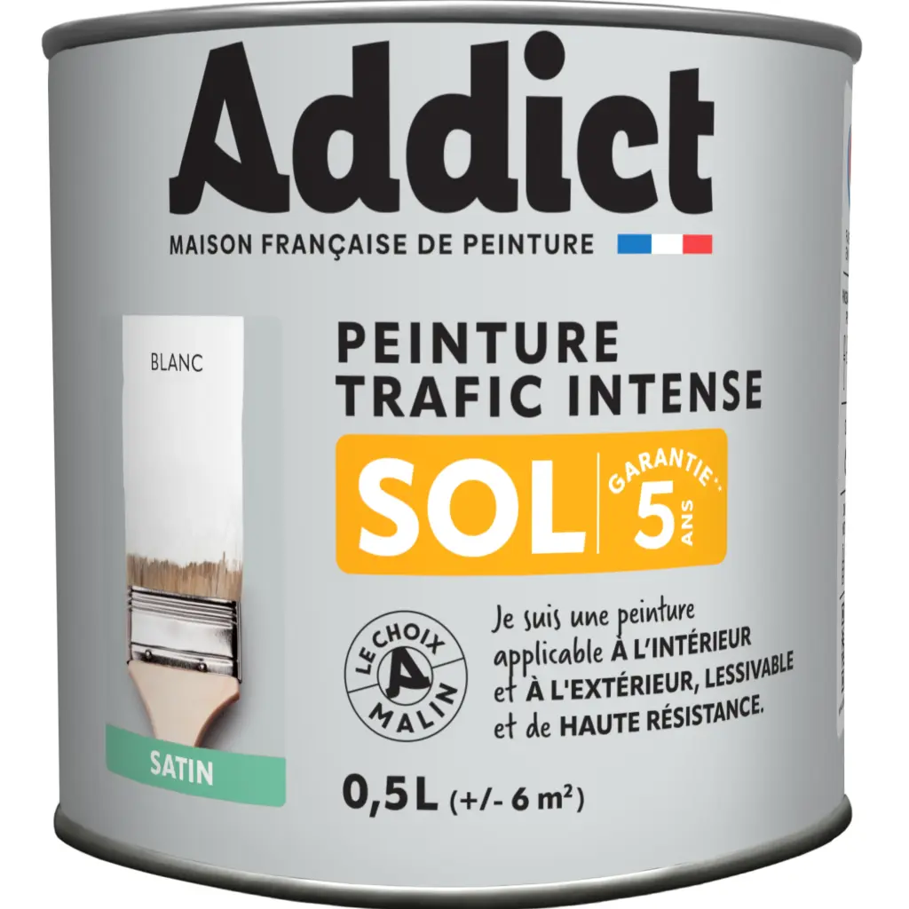 PEINTURE SOL SATINEE 0,5 L BLANC ADDICT