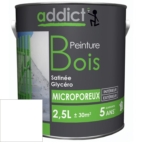 PEINTURE BOIS SATINEE 2,5 L BLANC ADDICT