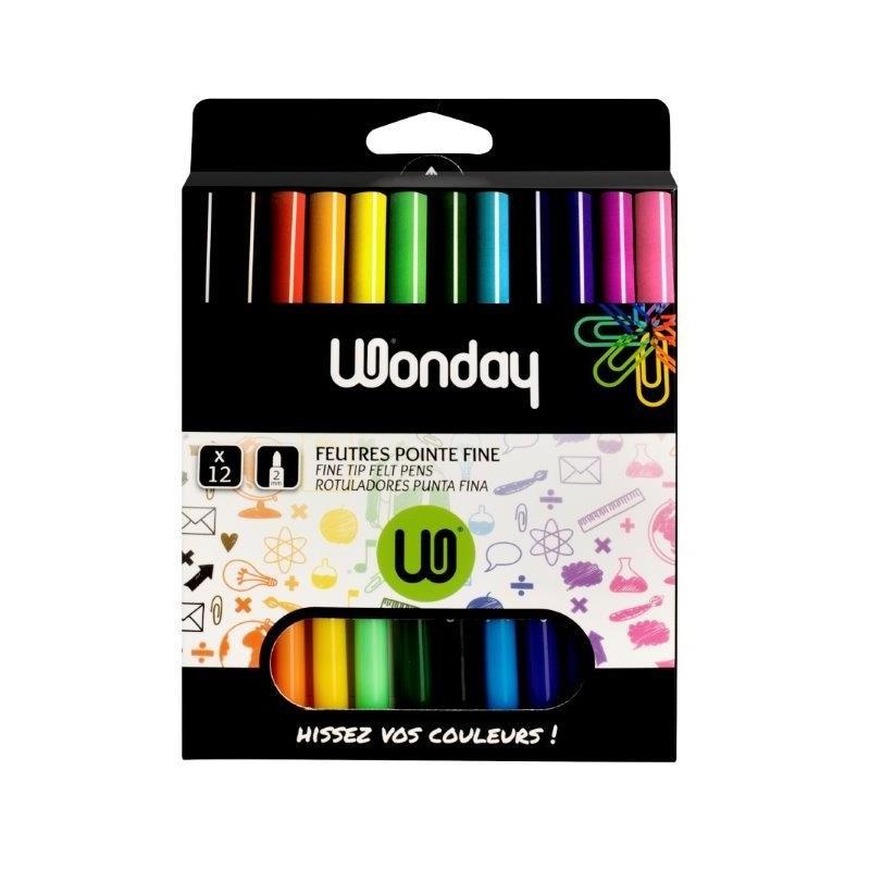 FEUTRE POINTES FINES PAR 12 COULEURS ASSORTIES