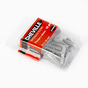 CHEVILLE PLASTIQUE GRISE 6MM 18 PCS SC