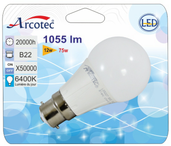 AMP LED STD B22 12W 1055 LM ANGLE 270° 830 BLIST 1
