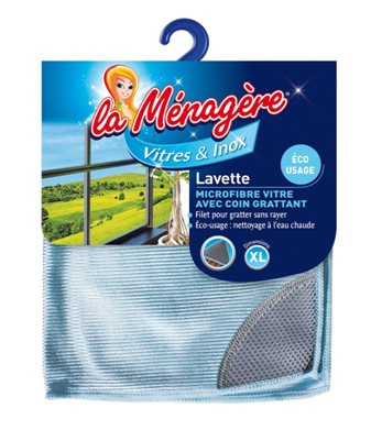 LAVETTE MICROFIBRE VITRE AVEC COIN GRATTANT 36X36