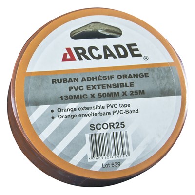 ADHESIF PVC EXTENSIBLE ORANGE 25MX50 MM