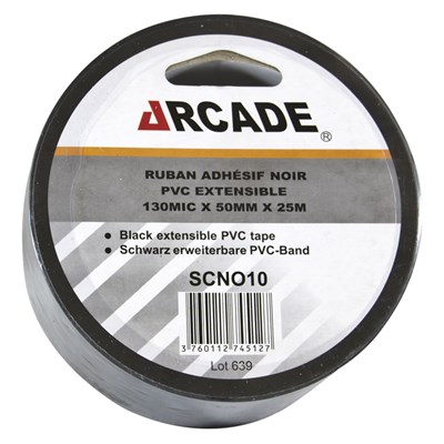 ADHESIF PVC EXTENSIBLE NOIR 25MX50 MM