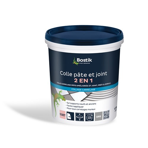 BOSTIK COLLE ET JOINT 2EN1 GRIS 1K5