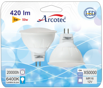 SPOT LED GU5,3 5W 400 LM ANGLE 120° 830 MR16 BLIST 2
