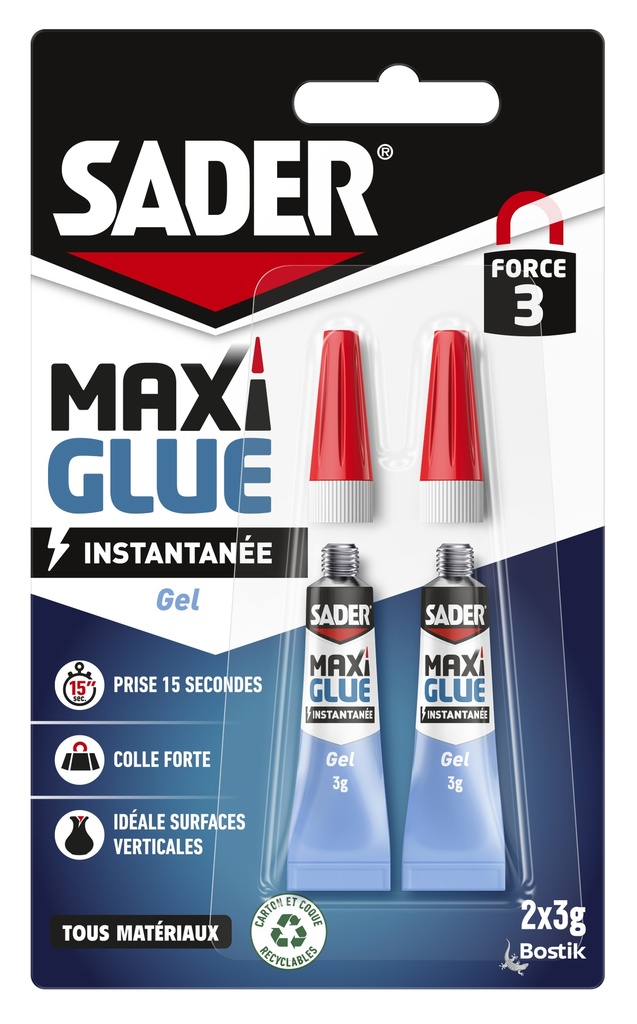 SADER MAXIGLUE INSTANTANEE GEL 2X3G