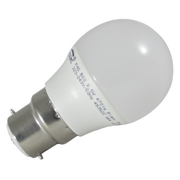 AMP LED SPHERIQUE B22 4,9W 330 LM ANGLE 200° 830 BTE 2