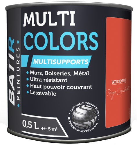 PEINTURE SAT SOYEUX 0,5 L ROUGE COQUELICOT