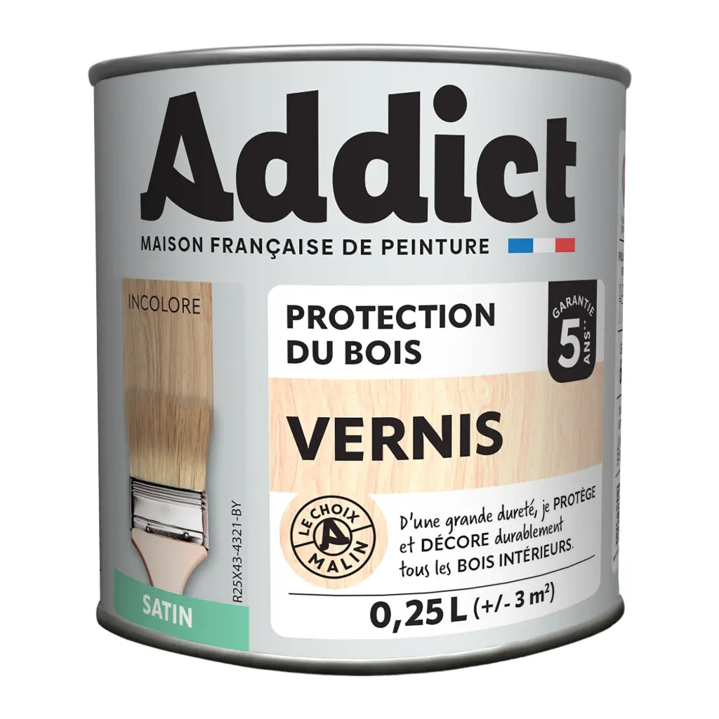 VERNIS BOIS SATINE INCOLORE 250 ML ADDICT
