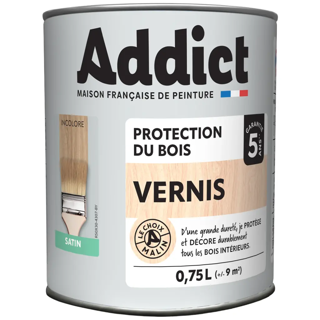 VERNIS BOIS SATINE INCOLORE 750 ML ADDICT