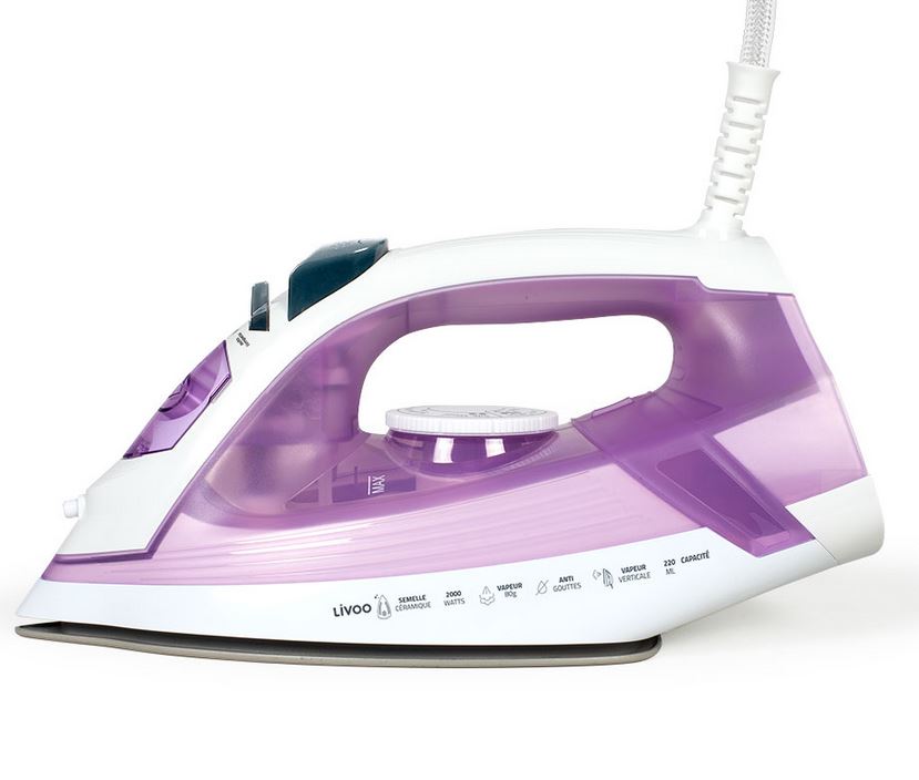 FER REPASSER NOIR GRIS VIOLET SEMELLE CERAMIQUE 0.22L - 1800W