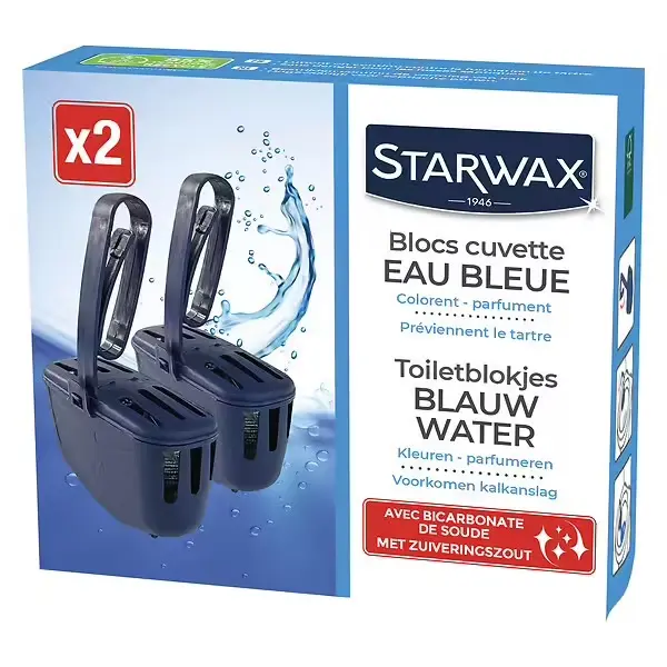 STARWAX BLOCS EAU BLEUE CUVETTES WC 2X40G