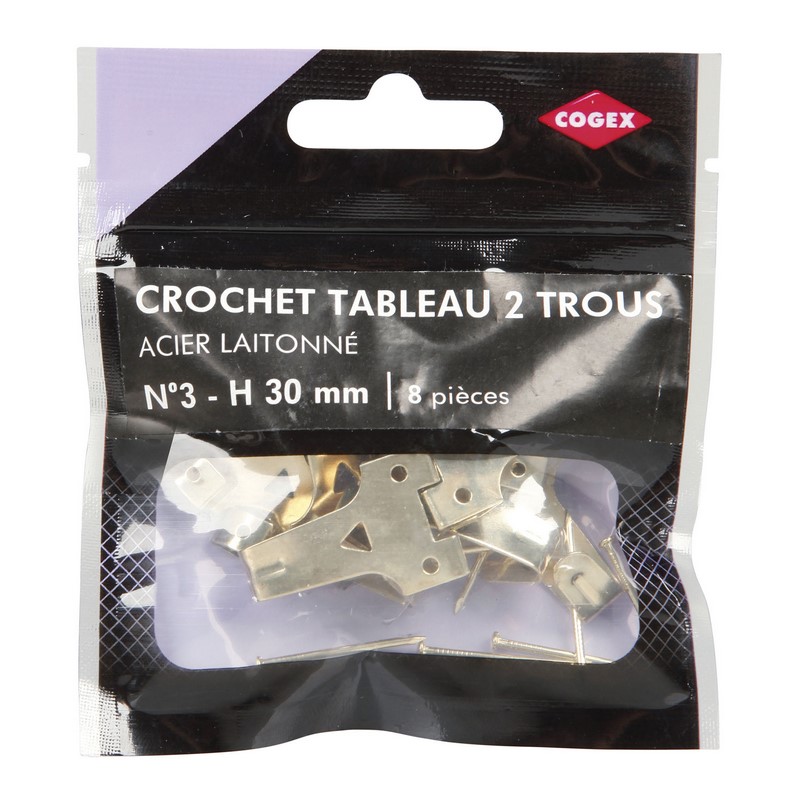 CROCHET A TABLEAU 2 TROUS LAITONNE N3 8 PCS