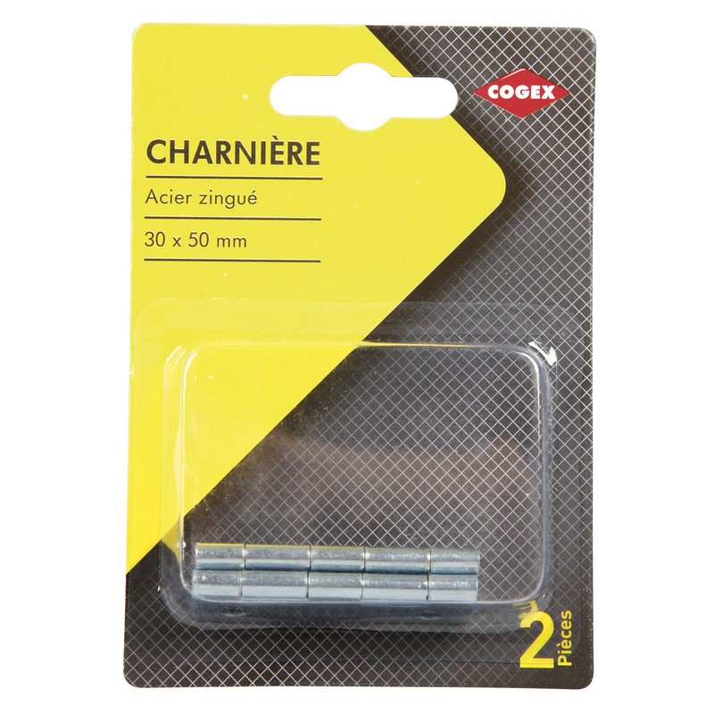 CHARNIERE ACIER ZINGUE 30X50MM  2PCS